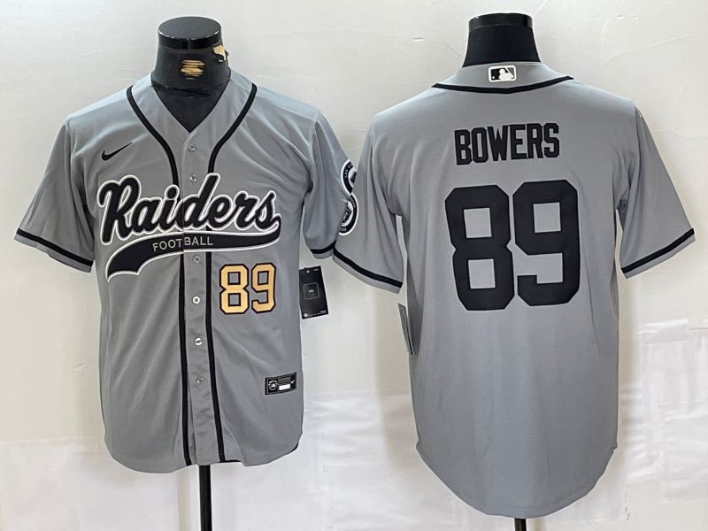 Men Oakland Raiders 89 Bowers Grey Joint Name 2024 Nike Limited NFL Jersey style 2